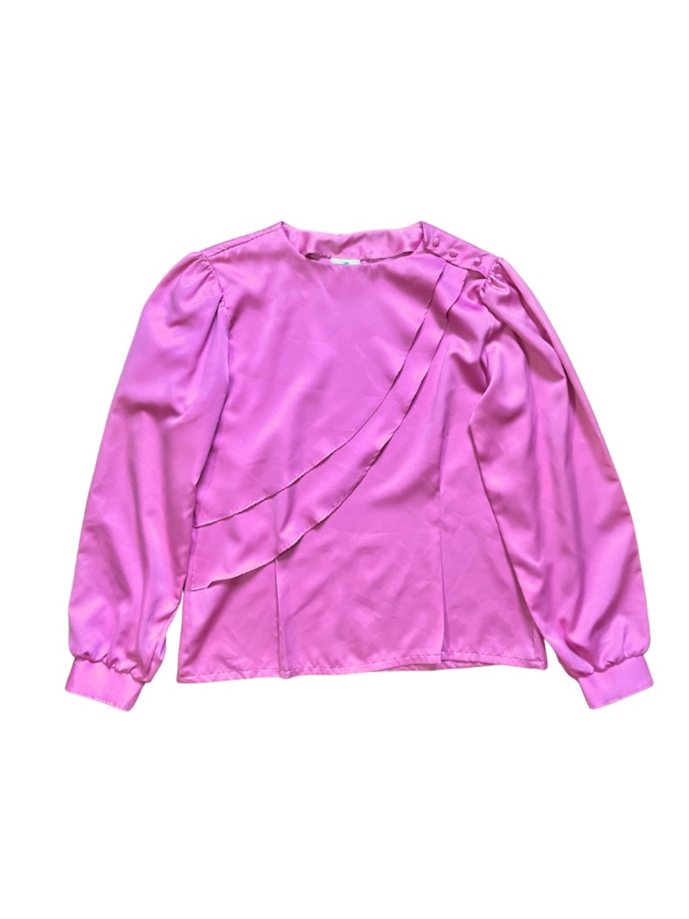 Pink Captree Long-Sleeve Ruffle Detail Women's Top